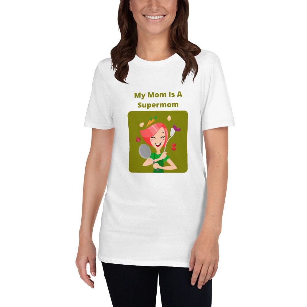 My Mom is a Supermom Unisex T-Shirt Mom To Be Tee Expecting Mama Mommy Baby Shower Tee Mothers Day Gift Womans Motherhood TShirt for Moms