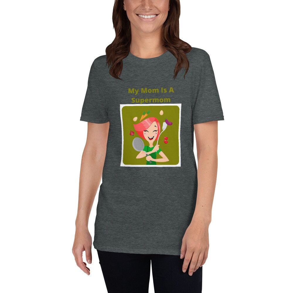 My Mom is a Supermom Unisex T-Shirt Mom To Be Tee Expecting Mama Mommy Baby Shower Tee Mothers Day Gift Womans Motherhood TShirt for Moms