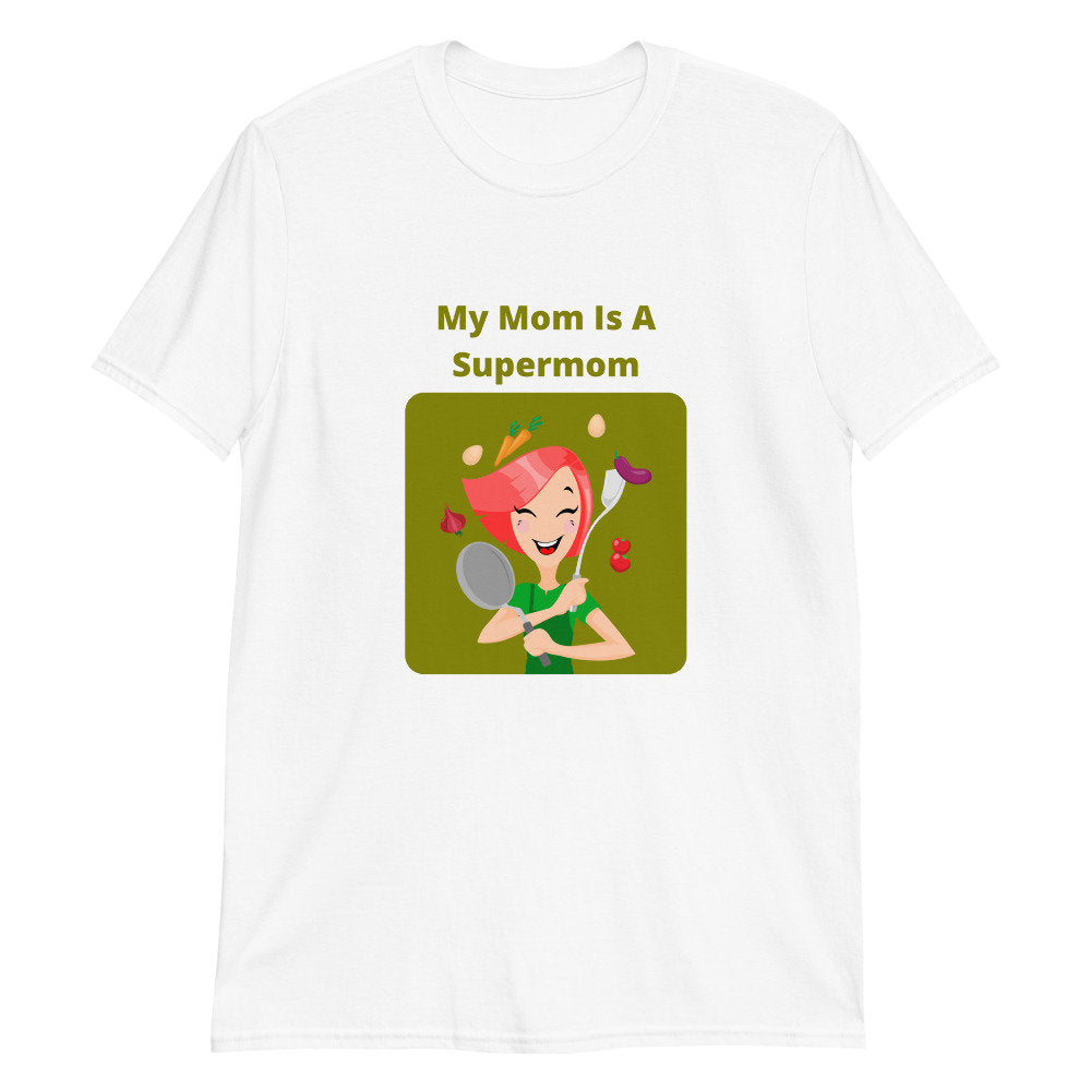 My Mom is a Supermom Unisex T-Shirt Mom To Be Tee Expecting Mama Mommy Baby Shower Tee Mothers Day Gift Womans Motherhood TShirt for Moms