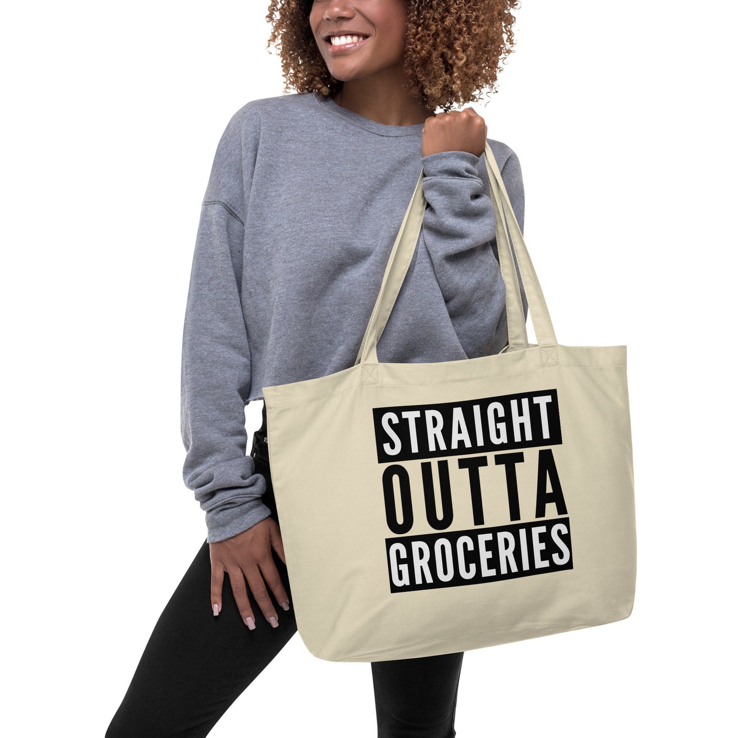 Straight Outta Groceries Eco Tote Large Bag Gift Idea for Anyone No More Plastic or Paper Bags Heavy Duty Reusable Shopping Bag Canvas Bag