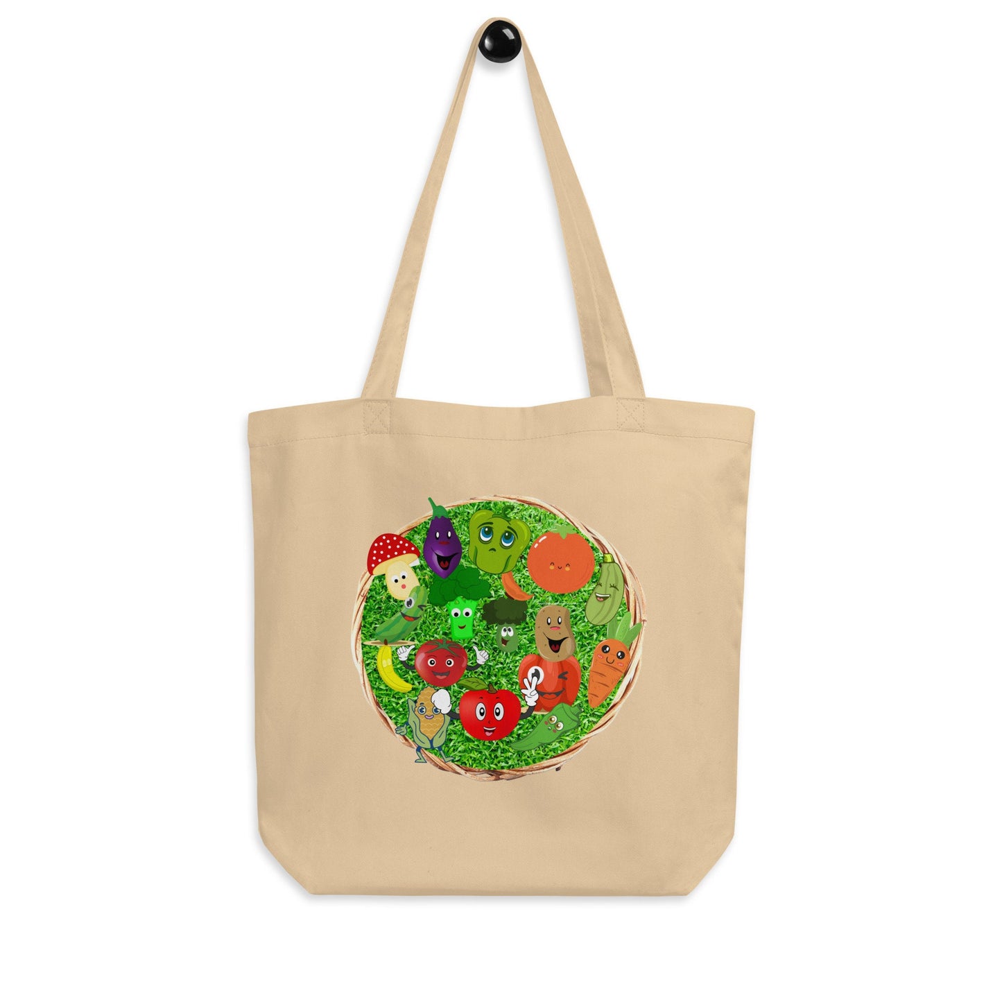 Happy Vegetables Grocery Eco Tote Bag Great Gift Idea for Anyone No More Plastic or Paper Bags Heavy Duty Reusable Shopping Bag Canvas Bag