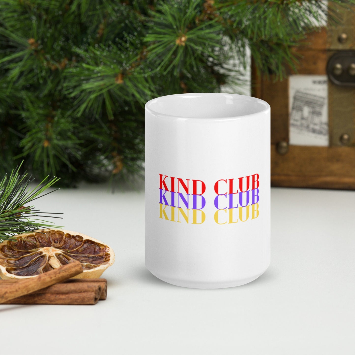 Kind Club 11oz or 15oz White Glossy Mug Cute Self Love Kindness Cup Great Gift Idea For Family Friends Employees for Coffee Hot Cocoa or Tea