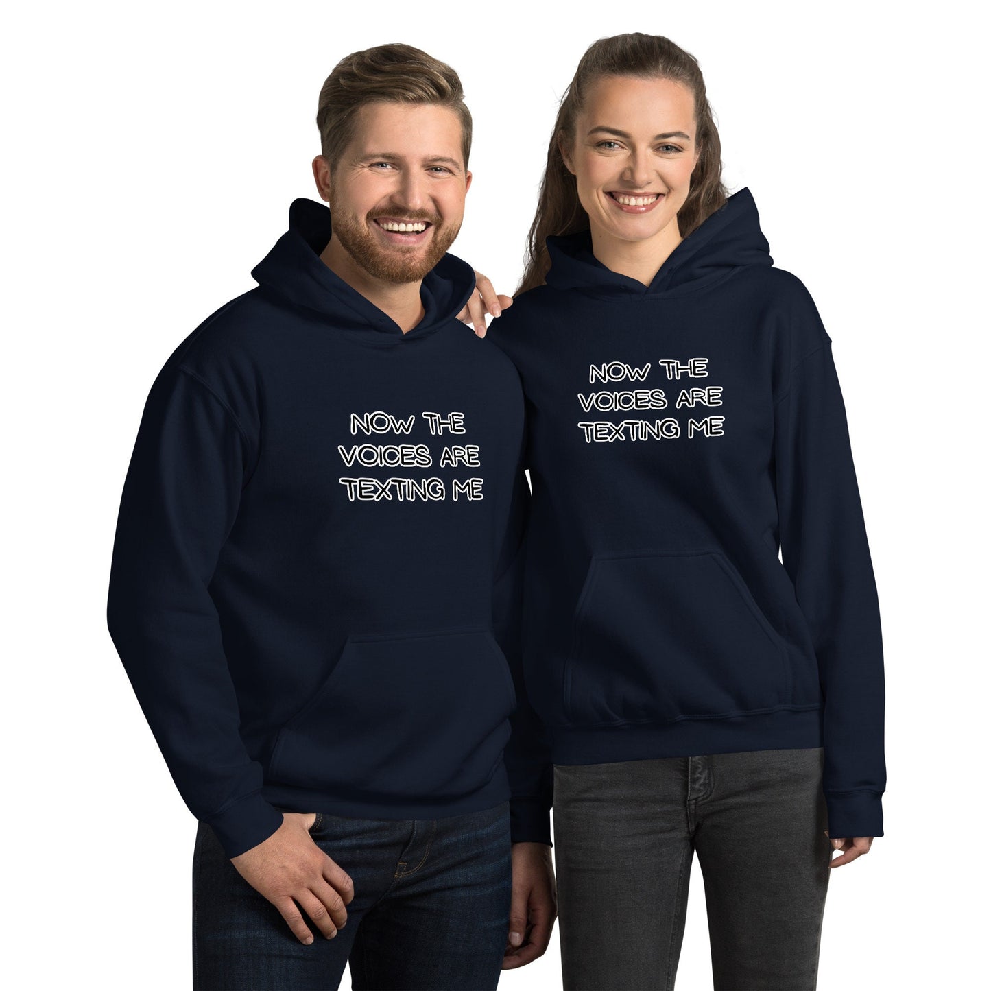 Now the Voices Are Texting Me Silly Funny Sarcastic Unisex Hoodie Great Gift for Anyone for Current Mood Birthday Anniversary Retirement