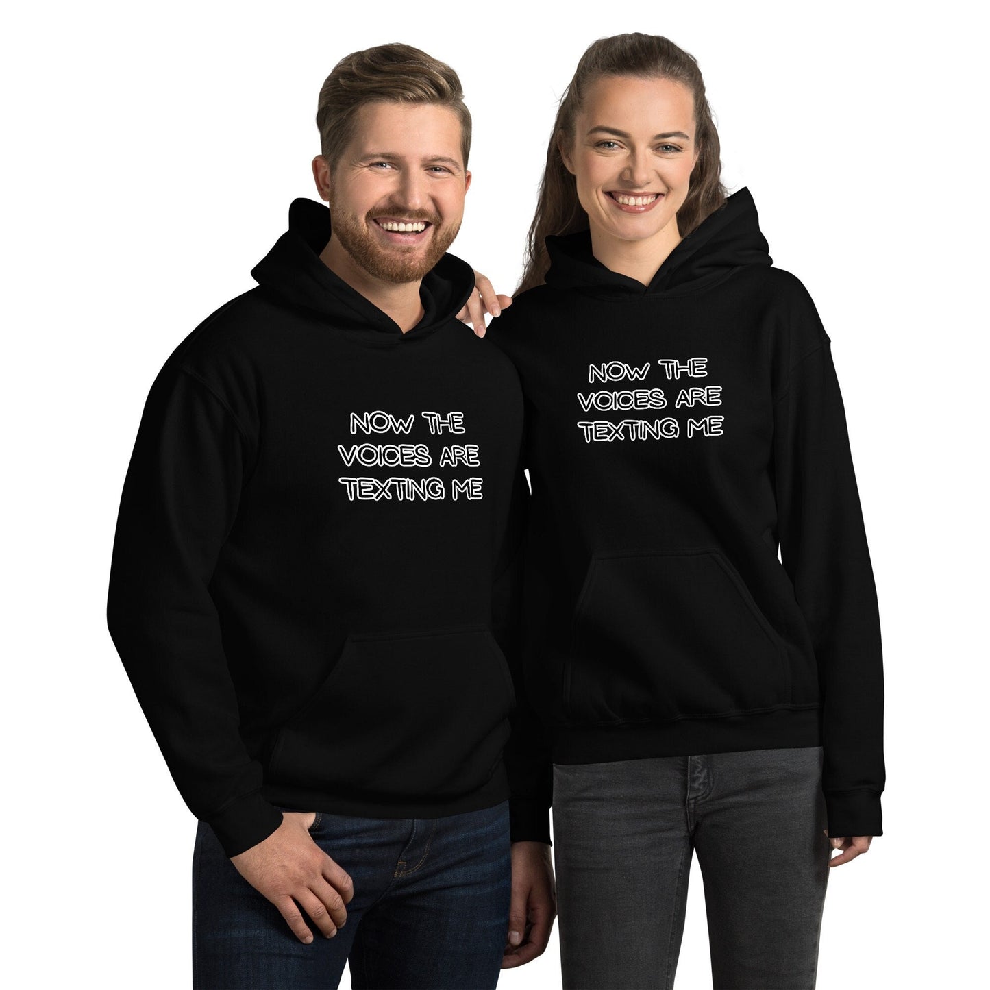 Now the Voices Are Texting Me Silly Funny Sarcastic Unisex Hoodie Great Gift for Anyone for Current Mood Birthday Anniversary Retirement