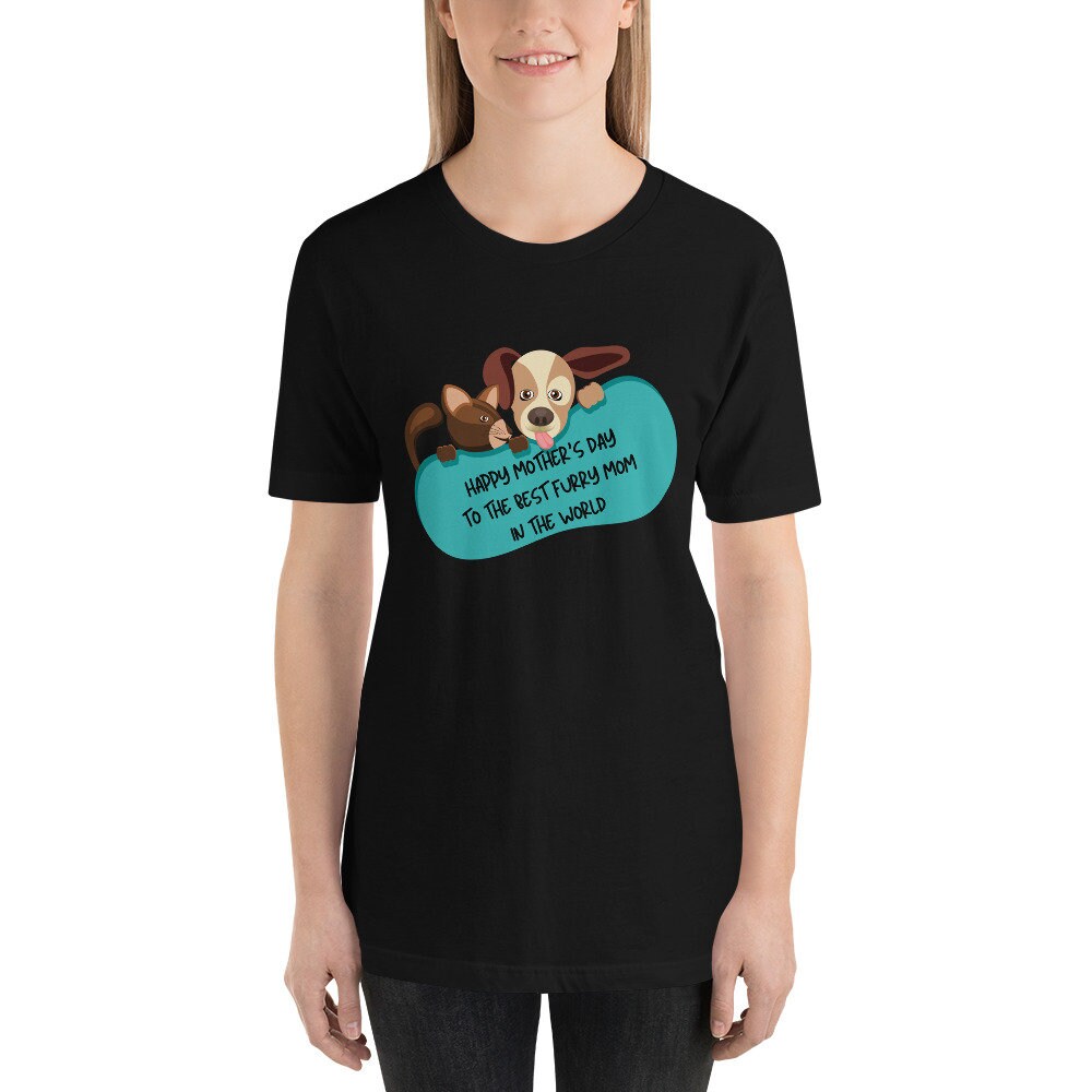 Happy Mother's Day To The Best Furry Mom In The World Dog Cat Tee Shirt Mom Grandmother Pets TShirt Gift Cute Momo Cat Dog Tee Shirt for Mum