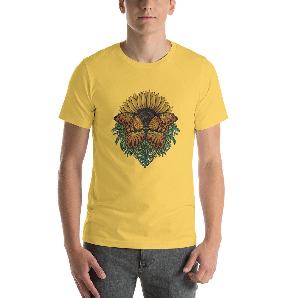 Sunflower Butterfly Short-Sleeve Unisex T-Shirt Man Woman Gift Great Present for Anyone Positive Encouragement TShirt Tee Gift For Friend