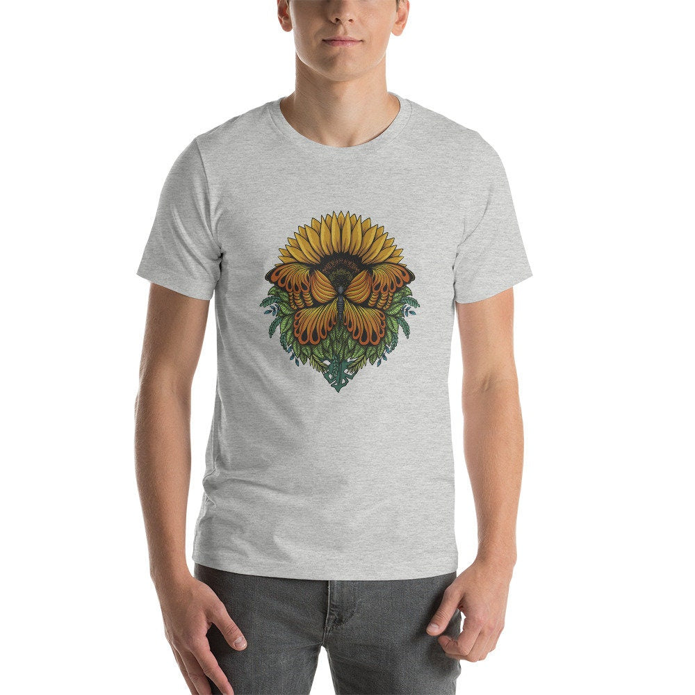 Sunflower Butterfly Short-Sleeve Unisex T-Shirt Man Woman Gift Great Present for Anyone Positive Encouragement TShirt Tee Gift For Friend