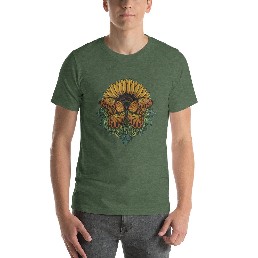 Sunflower Butterfly Short-Sleeve Unisex T-Shirt Man Woman Gift Great Present for Anyone Positive Encouragement TShirt Tee Gift For Friend