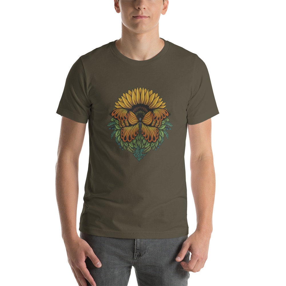 Sunflower Butterfly Short-Sleeve Unisex T-Shirt Man Woman Gift Great Present for Anyone Positive Encouragement TShirt Tee Gift For Friend