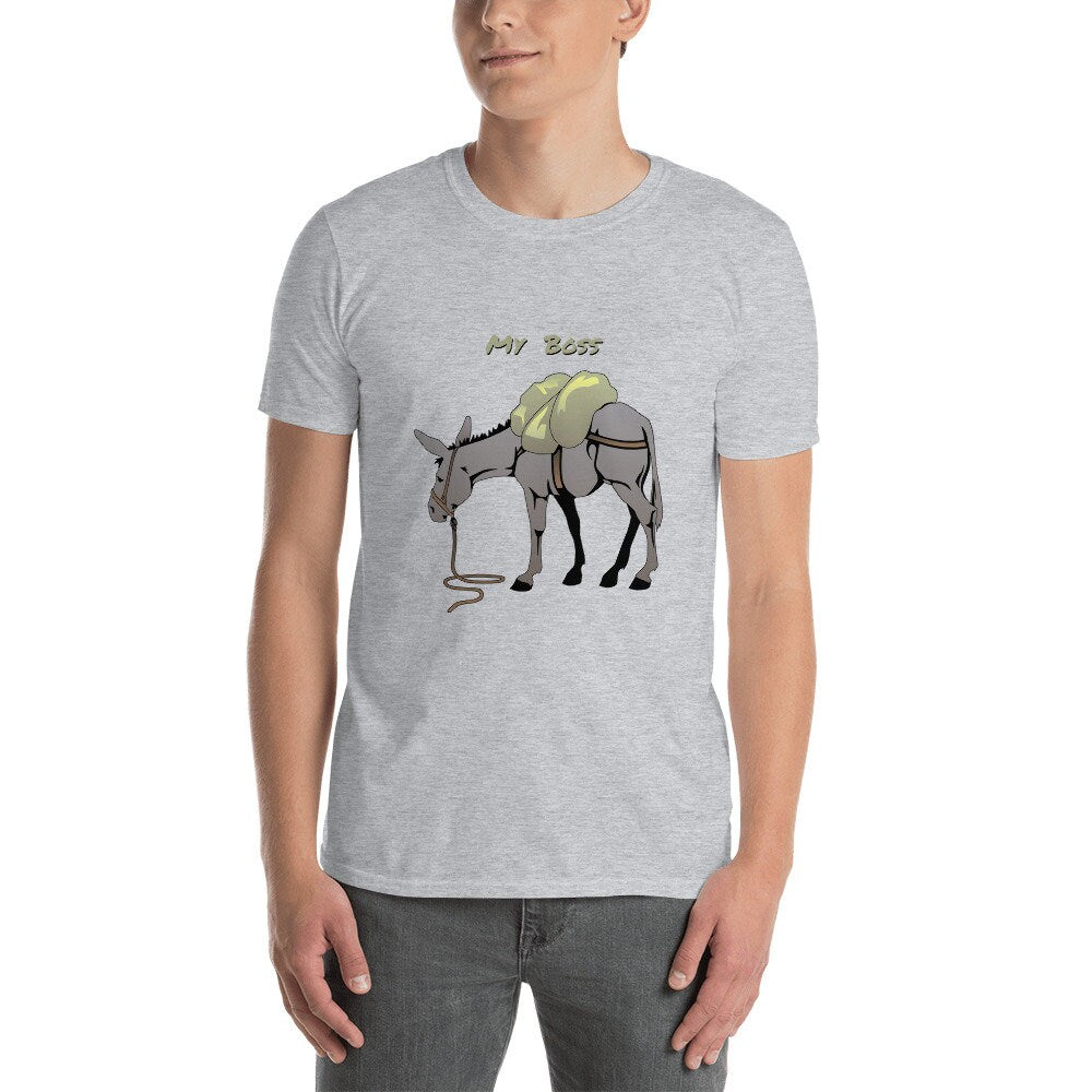 My Boss Is A Jerk T-Shirt Donkey Funny Shirt Great Gift for Men and Women Adult Sarcastic Clothes Apparel