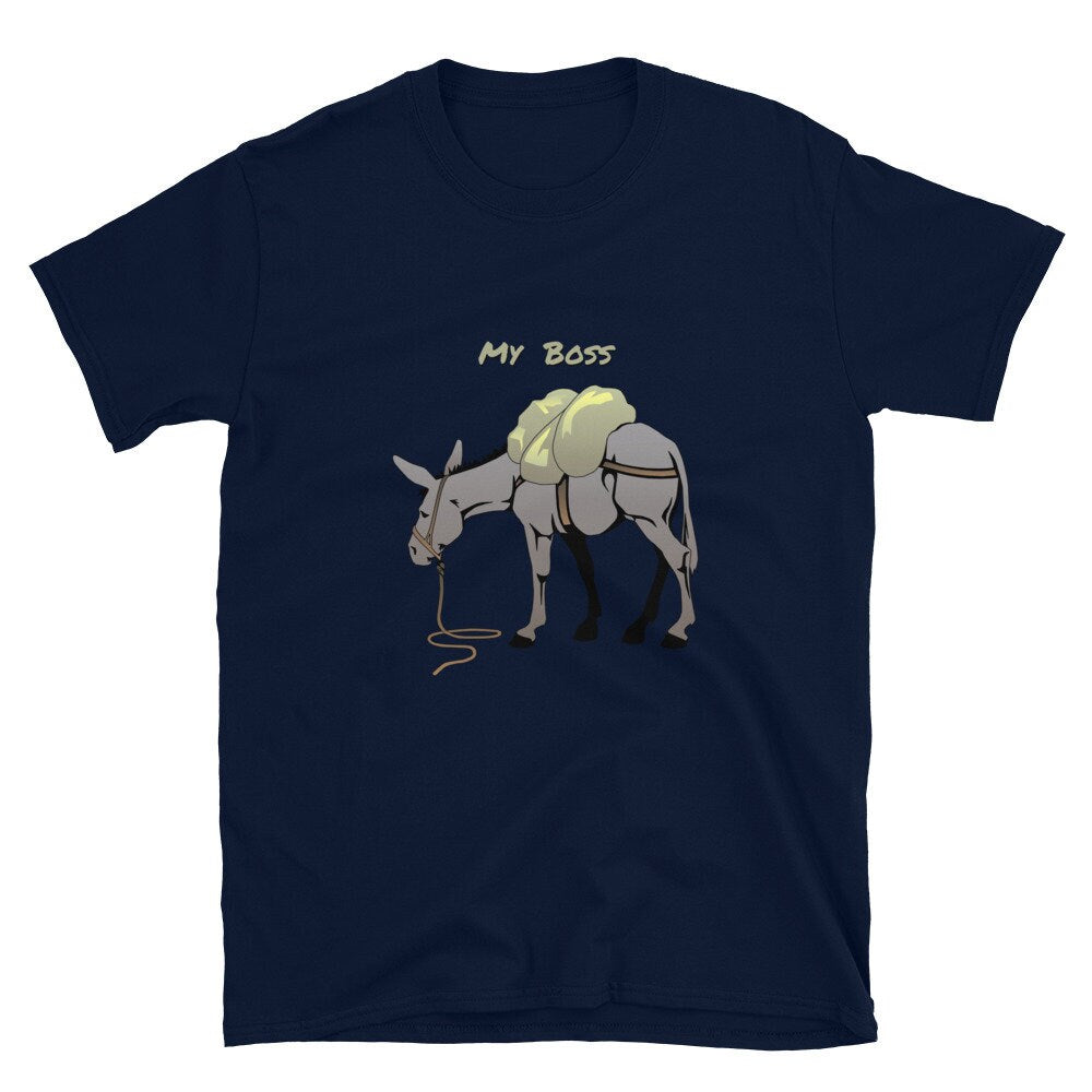 My Boss Is A Jerk T-Shirt Donkey Funny Shirt Great Gift for Men and Women Adult Sarcastic Clothes Apparel
