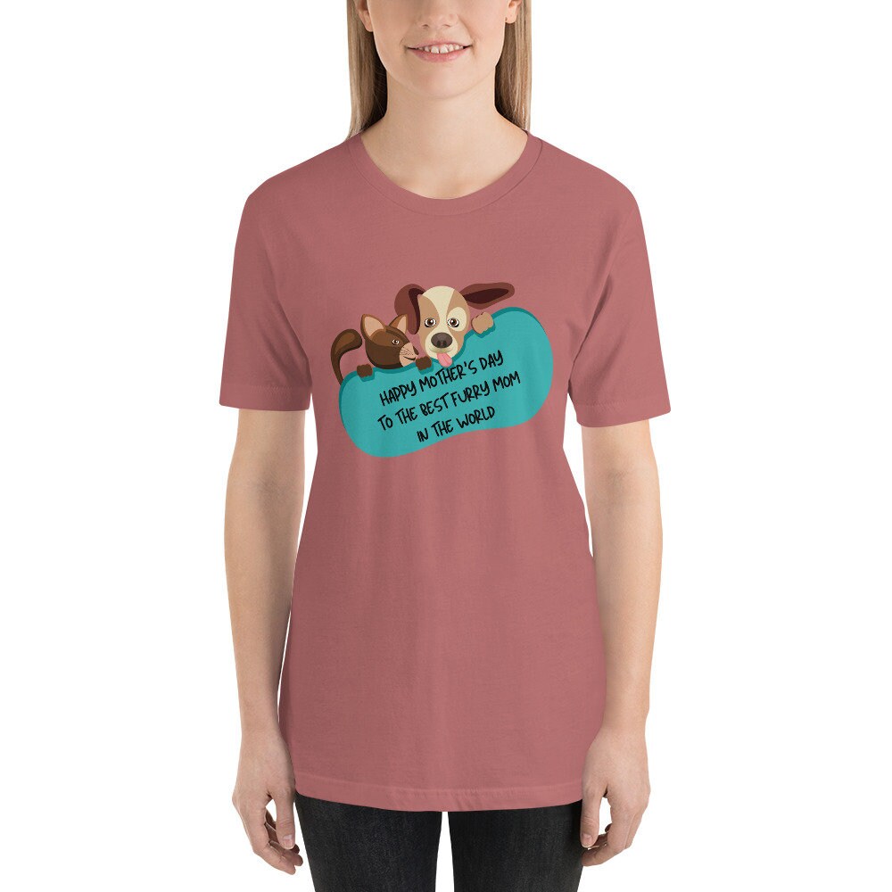 Happy Mother's Day To The Best Furry Mom In The World Dog Cat Tee Shirt Mom Grandmother Pets TShirt Gift Cute Momo Cat Dog Tee Shirt for Mum