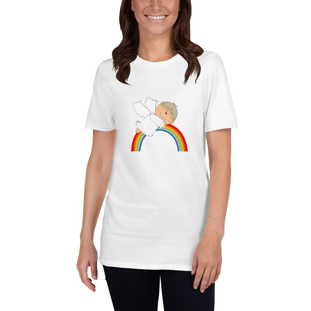 Rainbow Baby Angel Unisex T-Shirt Mommy Mom To Be Tee Expecting Mama Mommy Mom Baby Shower Tee Mothers Day Gift Motherhood TShirt for Moms