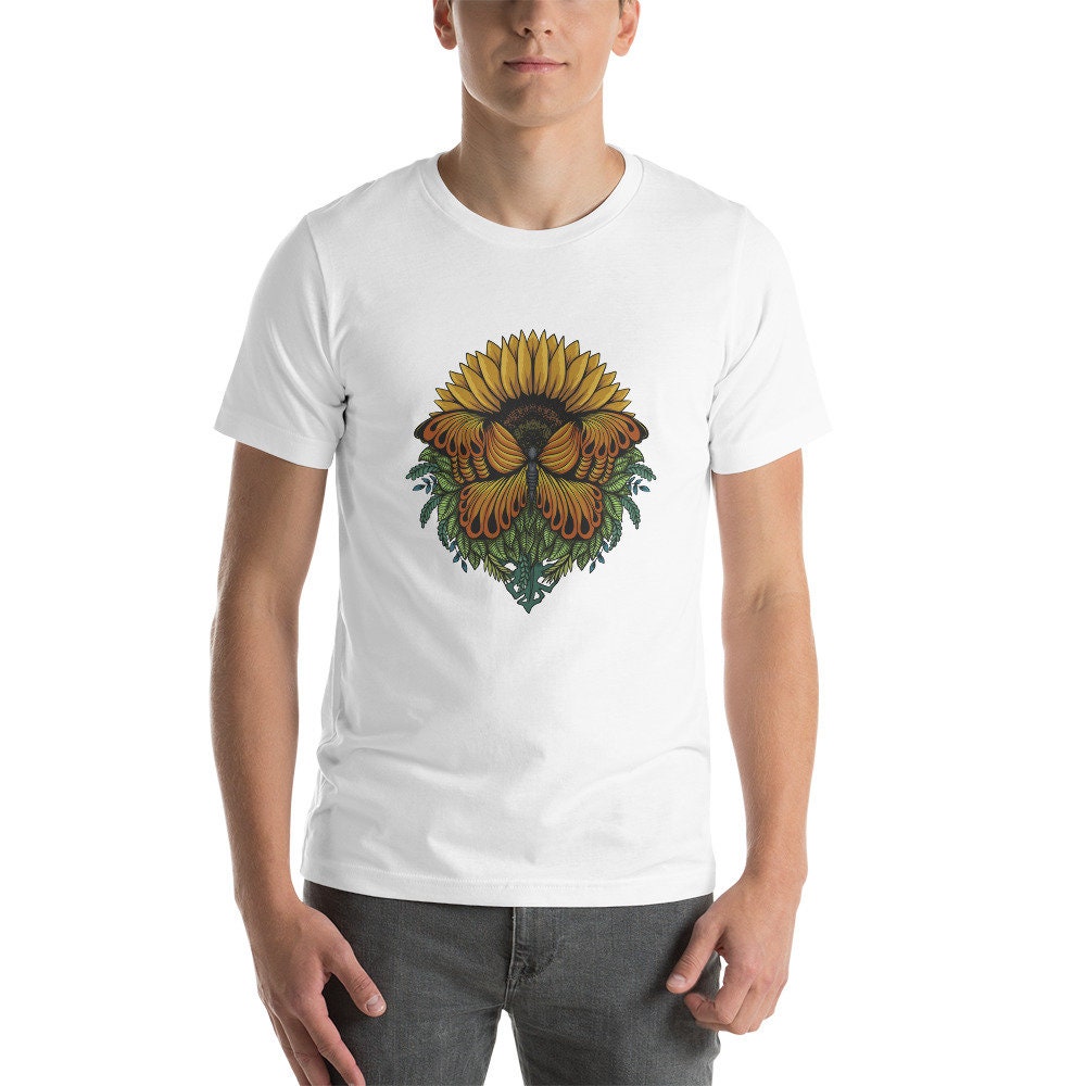 Sunflower Butterfly Short-Sleeve Unisex T-Shirt Man Woman Gift Great Present for Anyone Positive Encouragement TShirt Tee Gift For Friend