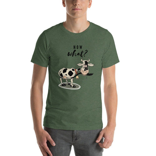 Now What T-Shirt Funny Sarcastic Cow Shirt Chasing Its Tail Sassy Cow Shirt Farm Animal Adult Unisex Shirt Heifer Tee Cow Lover Shirt