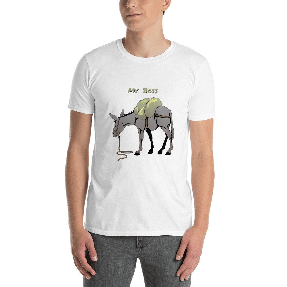 My Boss Is A Jerk T-Shirt Donkey Funny Shirt Great Gift for Men and Women Adult Sarcastic Clothes Apparel