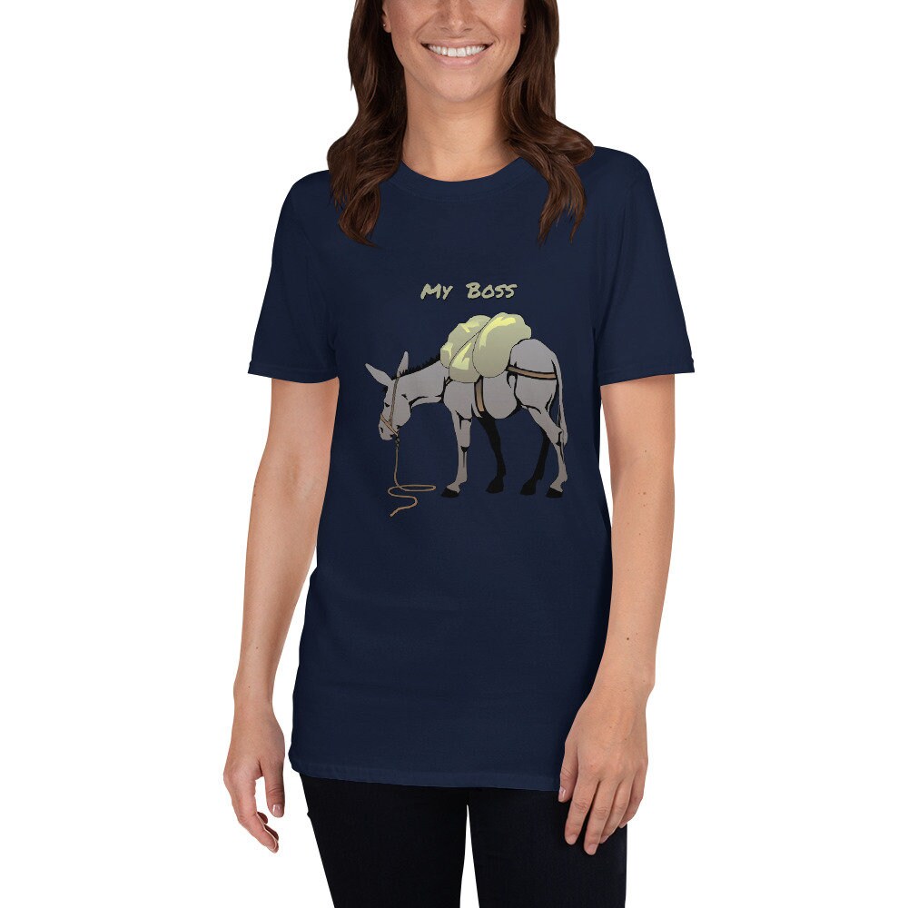 My Boss Is A Jerk T-Shirt Donkey Funny Shirt Great Gift for Men and Women Adult Sarcastic Clothes Apparel