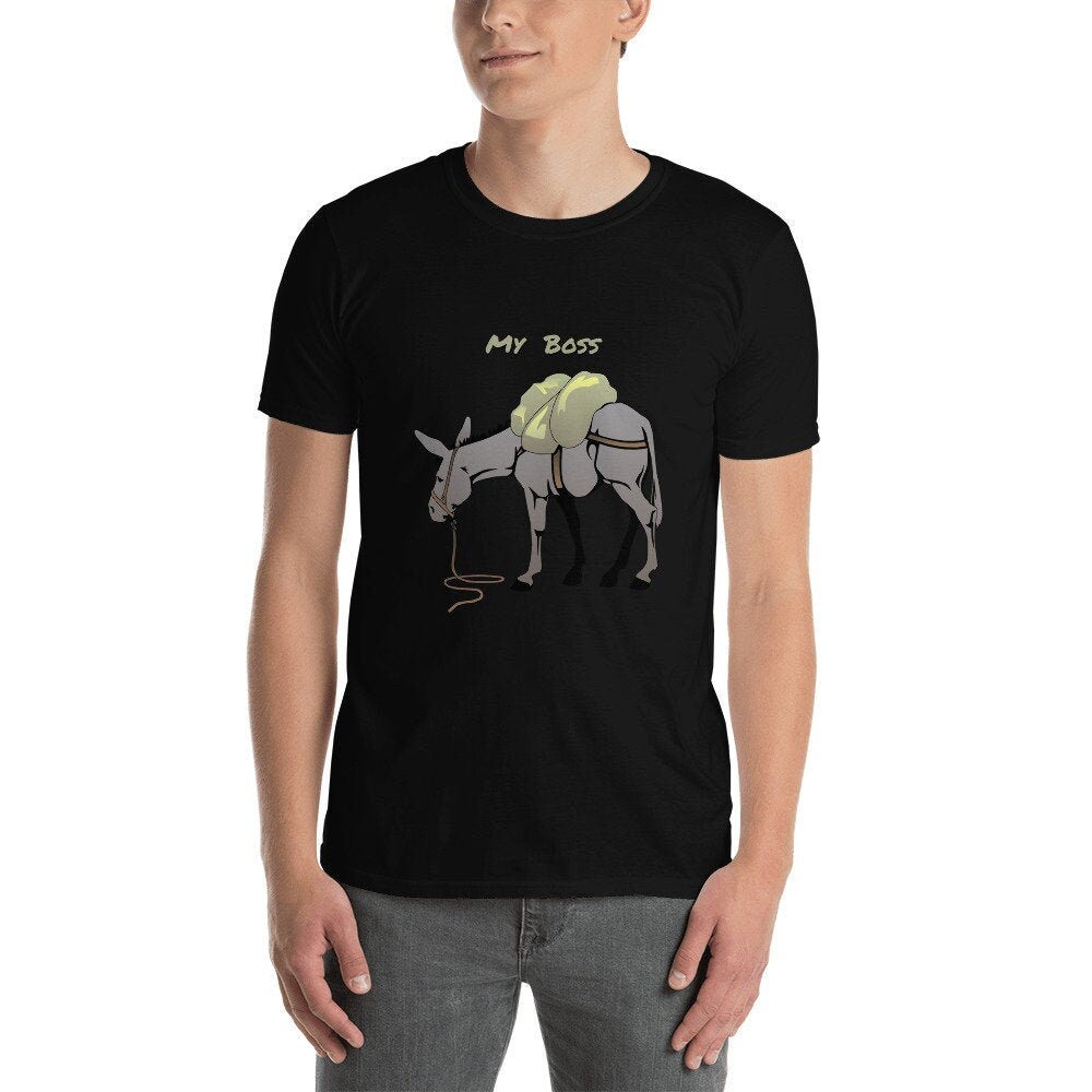 My Boss Is A Jerk T-Shirt Donkey Funny Shirt Great Gift for Men and Women Adult Sarcastic Clothes Apparel