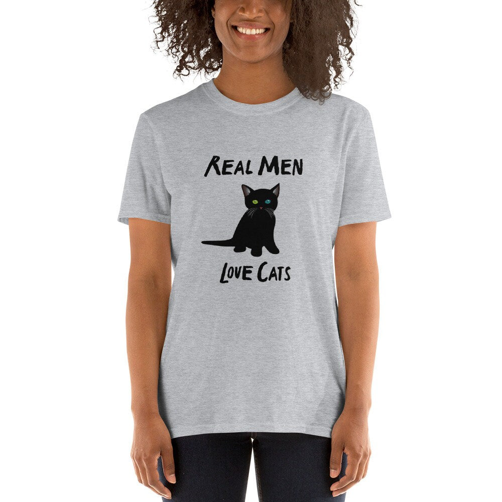 Real Men Love Cats Cat Lover Shirt Best Cat Dad Ever T-Shirt Gift Giving for Men Women Family and Friends Cat TShirt Cute Cat Shirt For Him