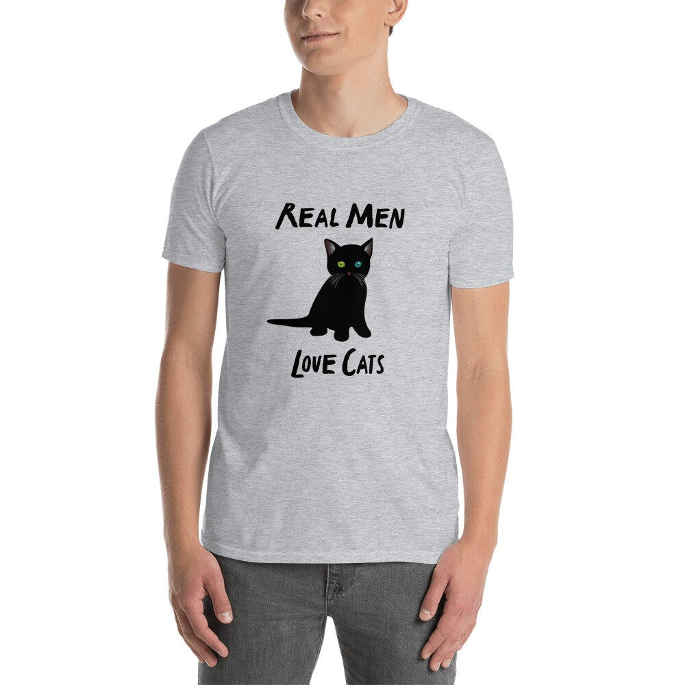 Real Men Love Cats Cat Lover Shirt Best Cat Dad Ever T-Shirt Gift Giving for Men Women Family and Friends Cat TShirt Cute Cat Shirt For Him