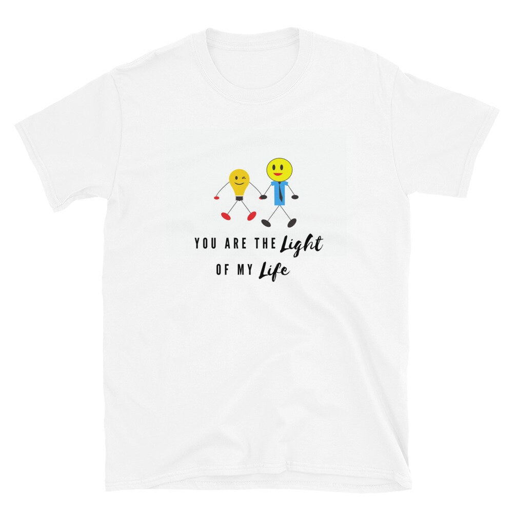 You Are The Light Of My Life T-Shirt True Love Motivational Self Love TShirt Love Unisex Adult Tee Shirt Cute Lightbulbs Holding Hands Shirt