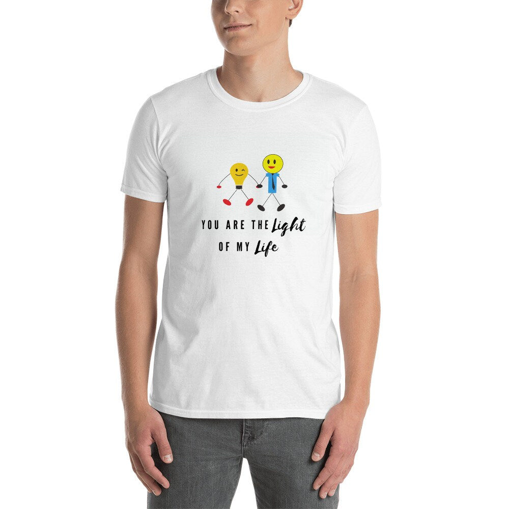 You Are The Light Of My Life T-Shirt True Love Motivational Self Love TShirt Love Unisex Adult Tee Shirt Cute Lightbulbs Holding Hands Shirt