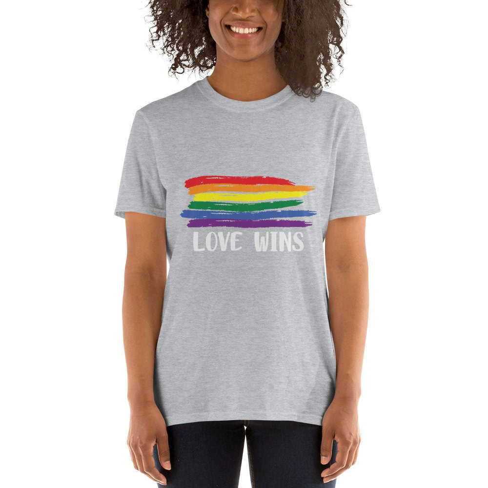 Love Wins T-Shirt, Love is Love for Women or Men, Rainbow Shirt, Gay Pride LGBTQ Tee Pride and Gay Pride Clothing Rainbow Pride Equality Tee