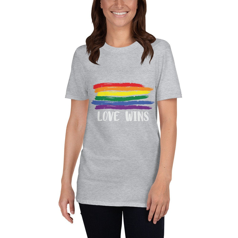 Love Wins T-Shirt, Love is Love for Women or Men, Rainbow Shirt, Gay Pride LGBTQ Tee Pride and Gay Pride Clothing Rainbow Pride Equality Tee