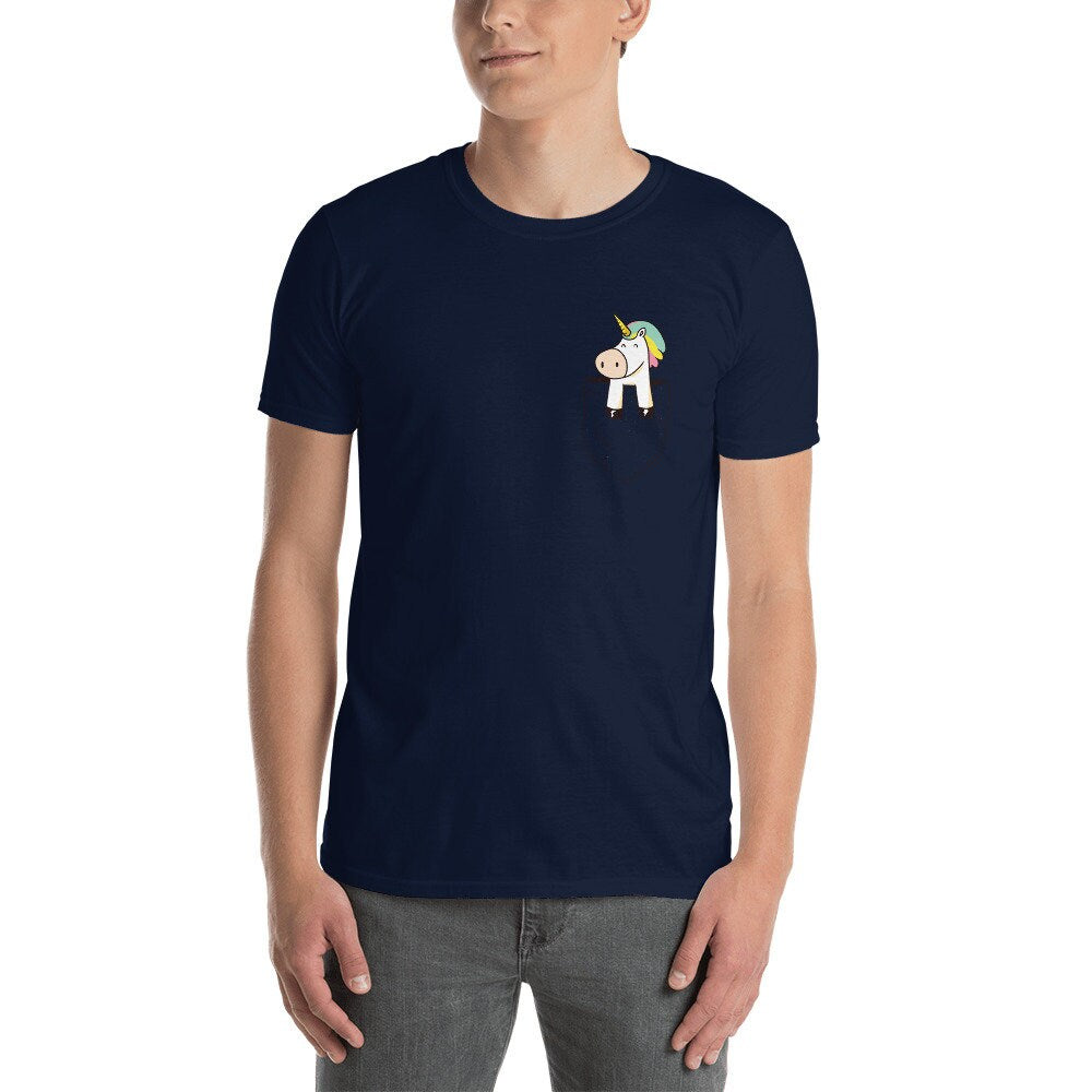 Unicorn In The Pocket Cute Soft Short Sleeved Unisex T-Shirt Great Gift Idea for Anyone That Loves Unicorns Funny Silly Sarcastic Tee Shirt