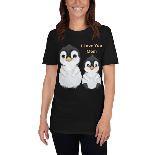 I Love You Mom and Baby Penguin T-Shirt Great Gift Idea For Moms Wife Sisters or Grandmothers That Love Penguins Bird Antarctic Tee Shirts