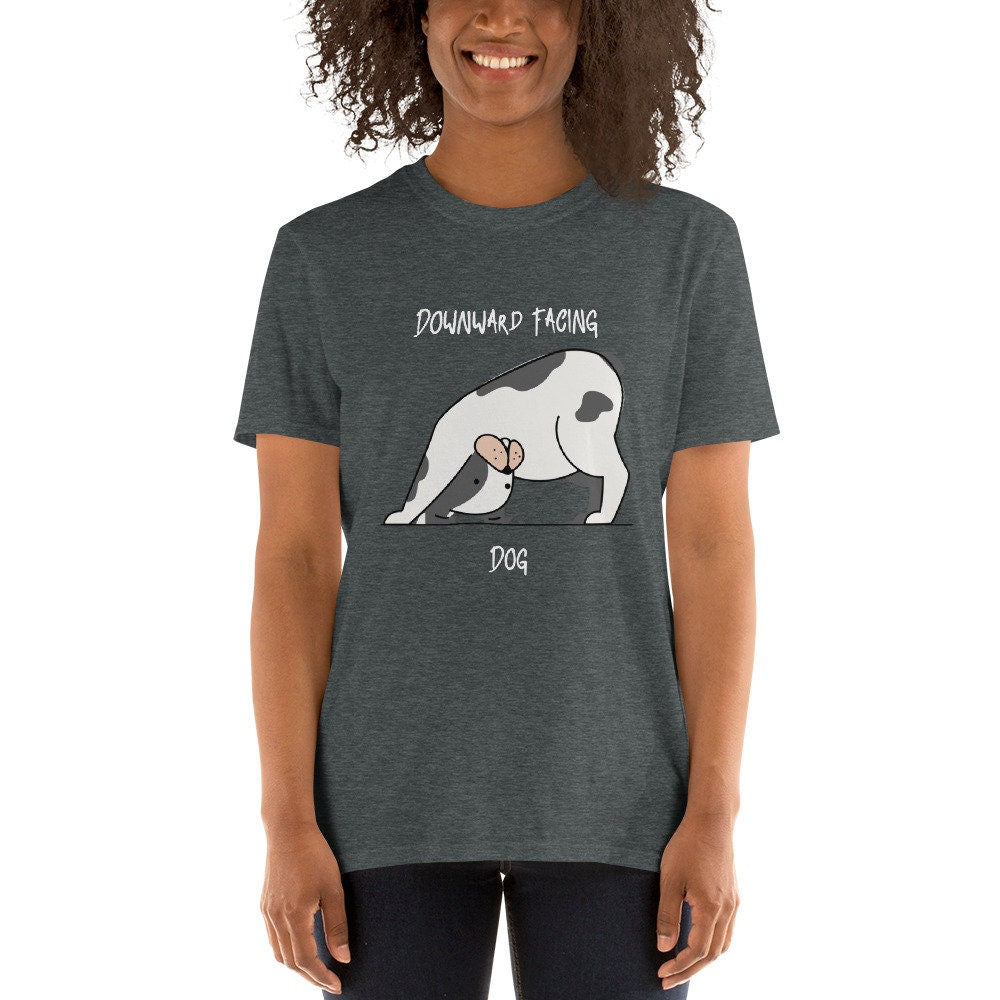 Downward Facing Dog Cute Yoga T-Shirt Great Gift Idea for Anyone That Loves Yoga and Dogs Birthday and Anniversary Gifts for Yoga Lovers Tee