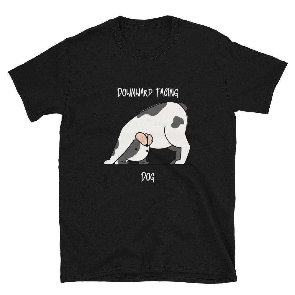 Downward Facing Dog Cute Yoga T-Shirt Great Gift Idea for Anyone That Loves Yoga and Dogs Birthday and Anniversary Gifts for Yoga Lovers Tee