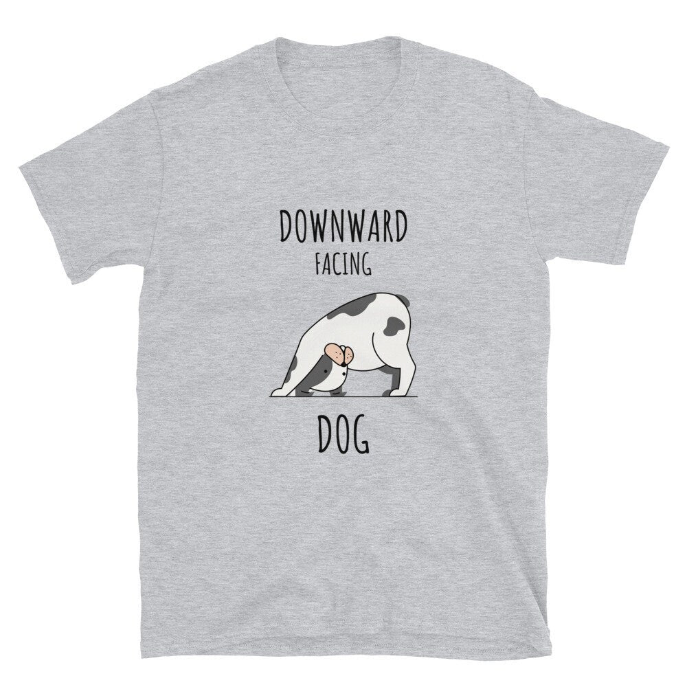 Downward Facing Dog Cute Yoga T-Shirt Great Gift Idea for Anyone That Loves Yoga and Dogs Birthday and Anniversary Gifts for Yoga Lovers Tee