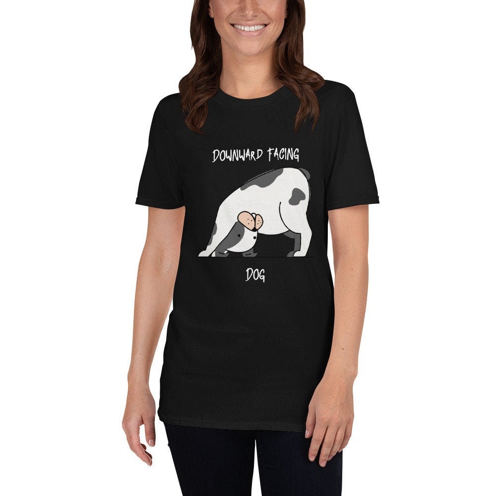 Downward Facing Dog Cute Yoga T-Shirt Great Gift Idea for Anyone That Loves Yoga and Dogs Birthday and Anniversary Gifts for Yoga Lovers Tee