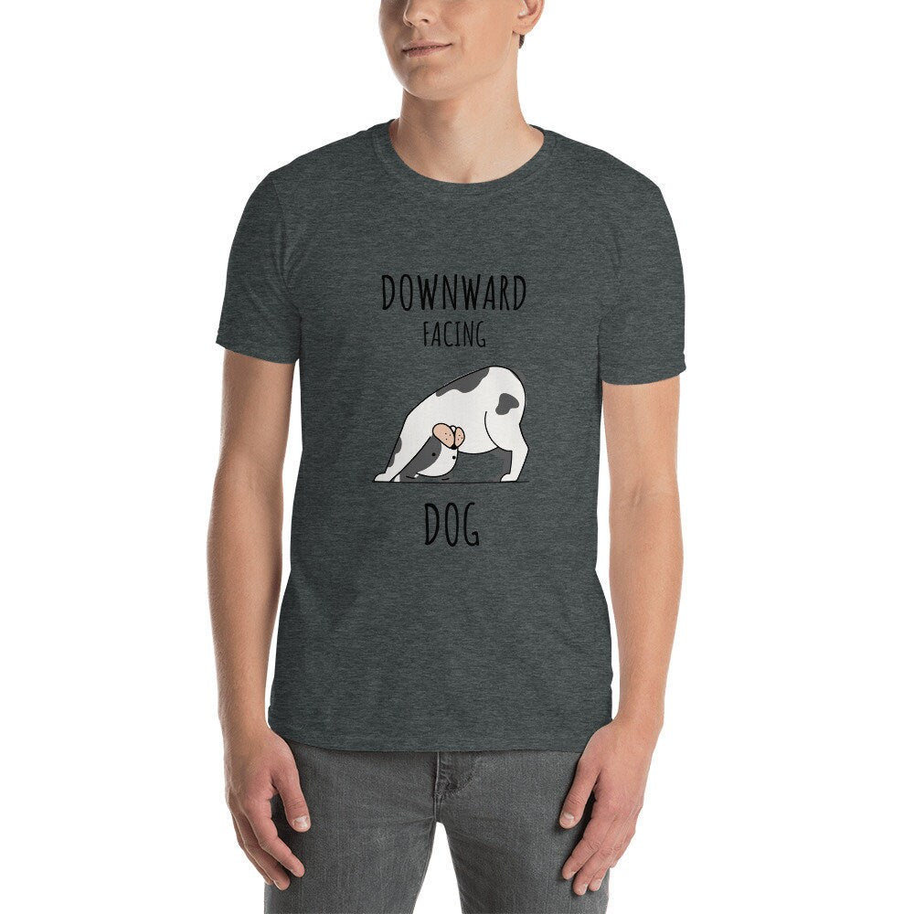 Downward Facing Dog Cute Yoga T-Shirt Great Gift Idea for Anyone That Loves Yoga and Dogs Birthday and Anniversary Gifts for Yoga Lovers Tee