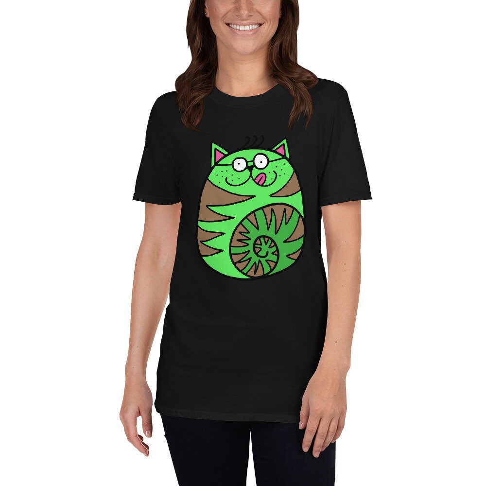 Green Cat Licking His Lips Cute Cat T-Shirt for Any Occasion for Anyone that Loves Cats Great Gift Ideas For Cat Lovers Pet Lovers T-Shirt