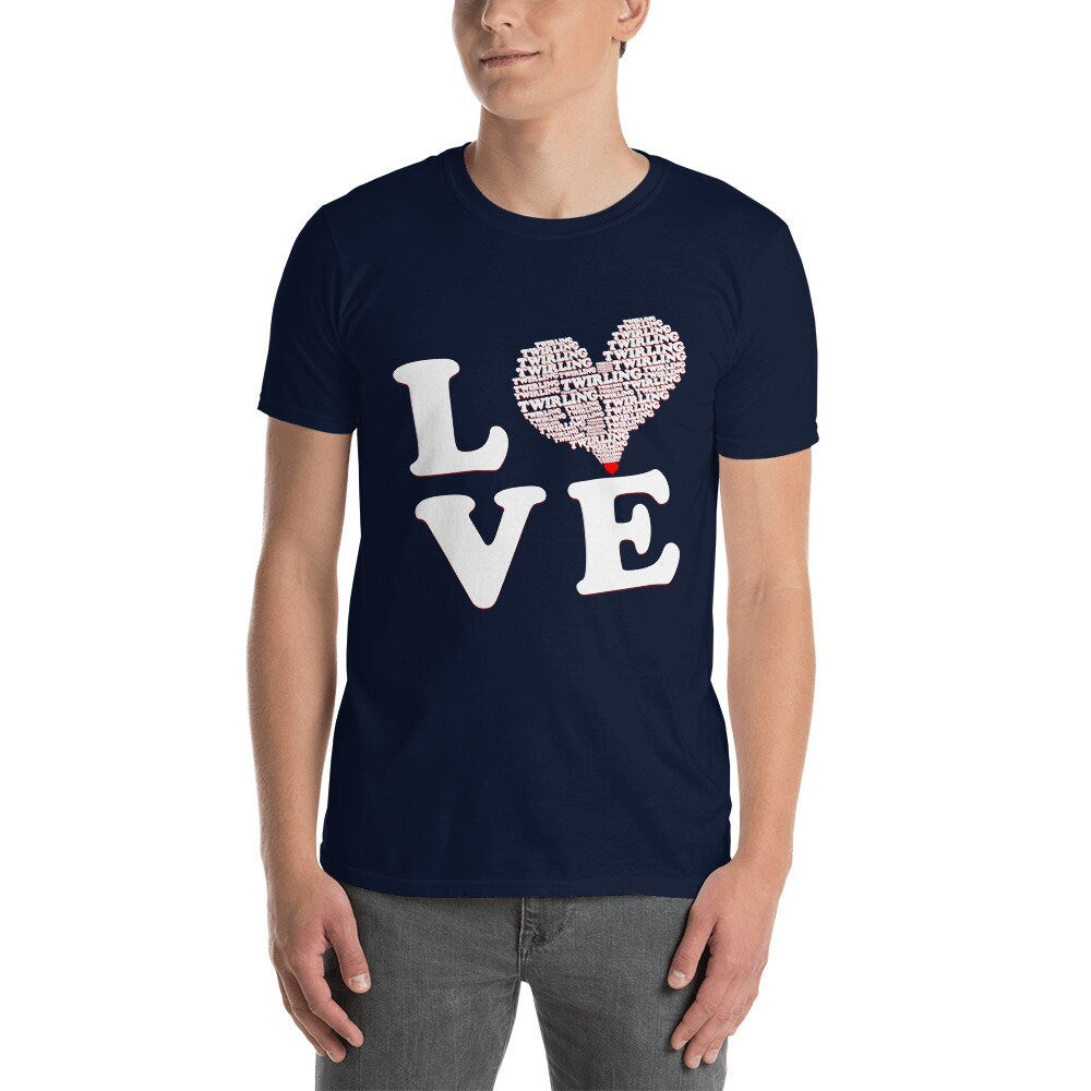 Baton Twirling LOVE Heart T-Shirt Baton Twirling Lover Great Gift Idea Gymnastics Unisex T-Shirt for Anyone that Loves Batons or Twirling