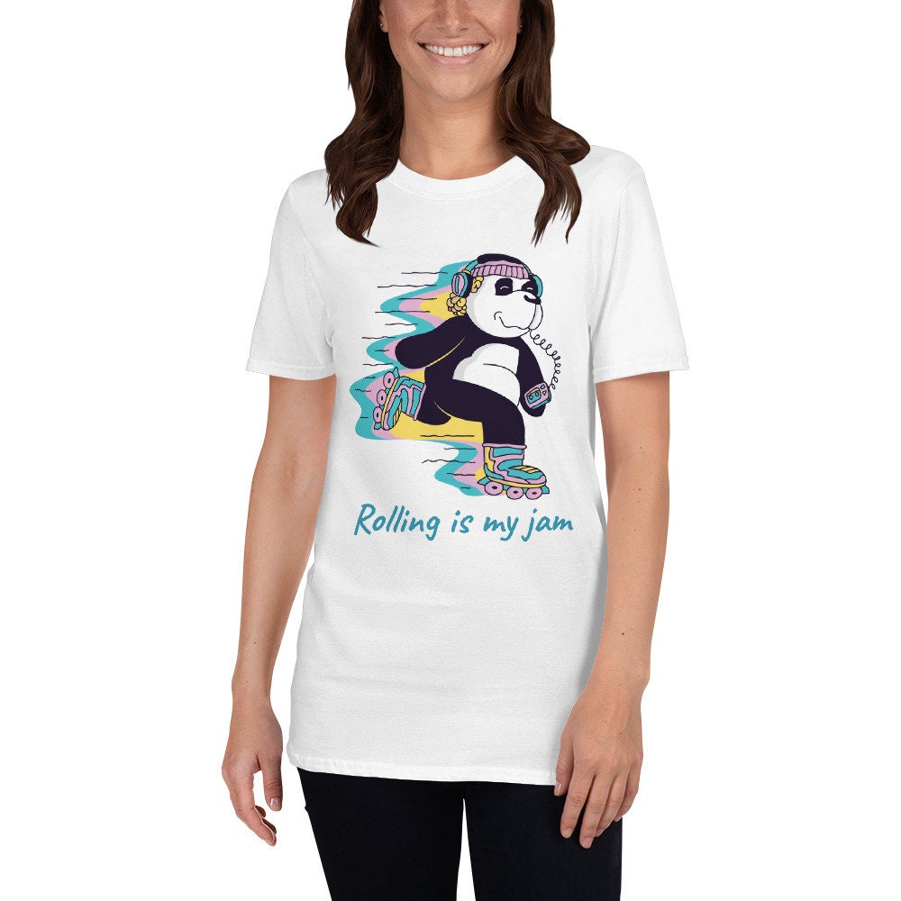 Rolling Is My Jam Panda Roller Skating T-Shirt Great Gift Idea For Anyone That Loves Roller Skates Roller Blading or Roller Hockey Tee Shirt