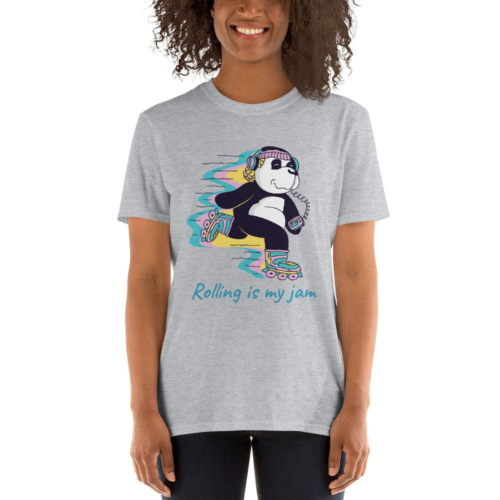 Rolling Is My Jam Panda Roller Skating T-Shirt Great Gift Idea For Anyone That Loves Roller Skates Roller Blading or Roller Hockey Tee Shirt