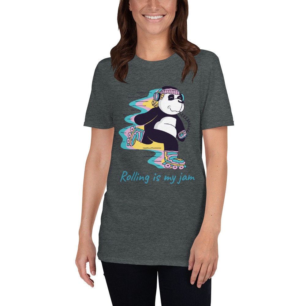 Rolling Is My Jam Panda Roller Skating T-Shirt Great Gift Idea For Anyone That Loves Roller Skates Roller Blading or Roller Hockey Tee Shirt