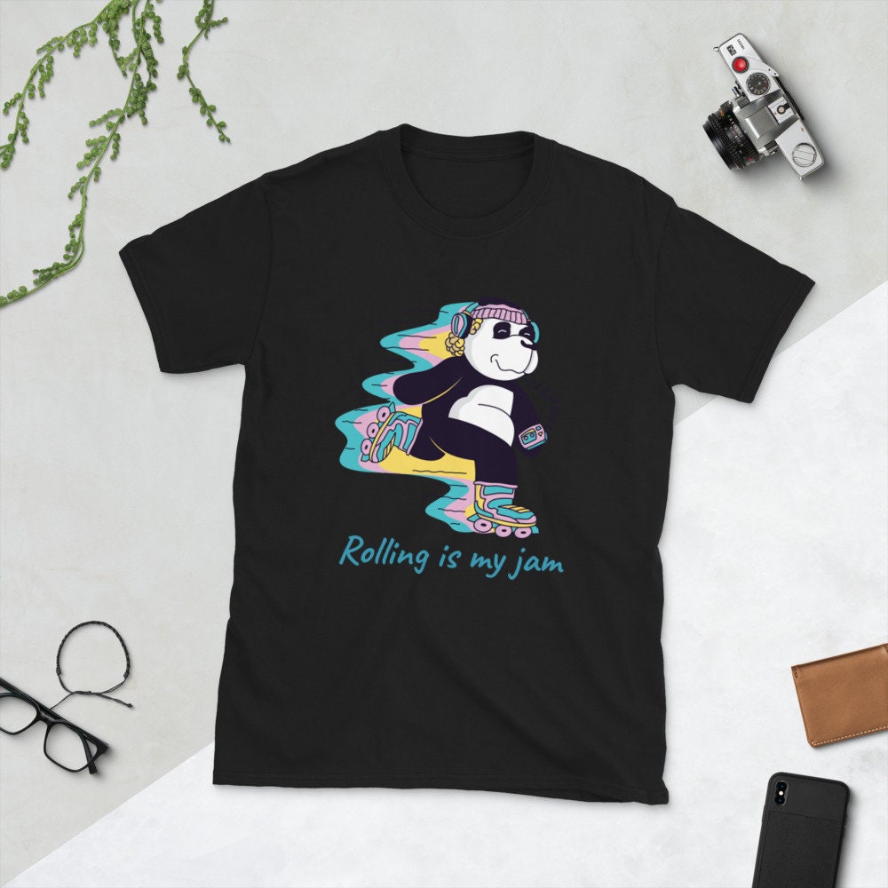 Rolling Is My Jam Panda Roller Skating T-Shirt Great Gift Idea For Anyone That Loves Roller Skates Roller Blading or Roller Hockey Tee Shirt