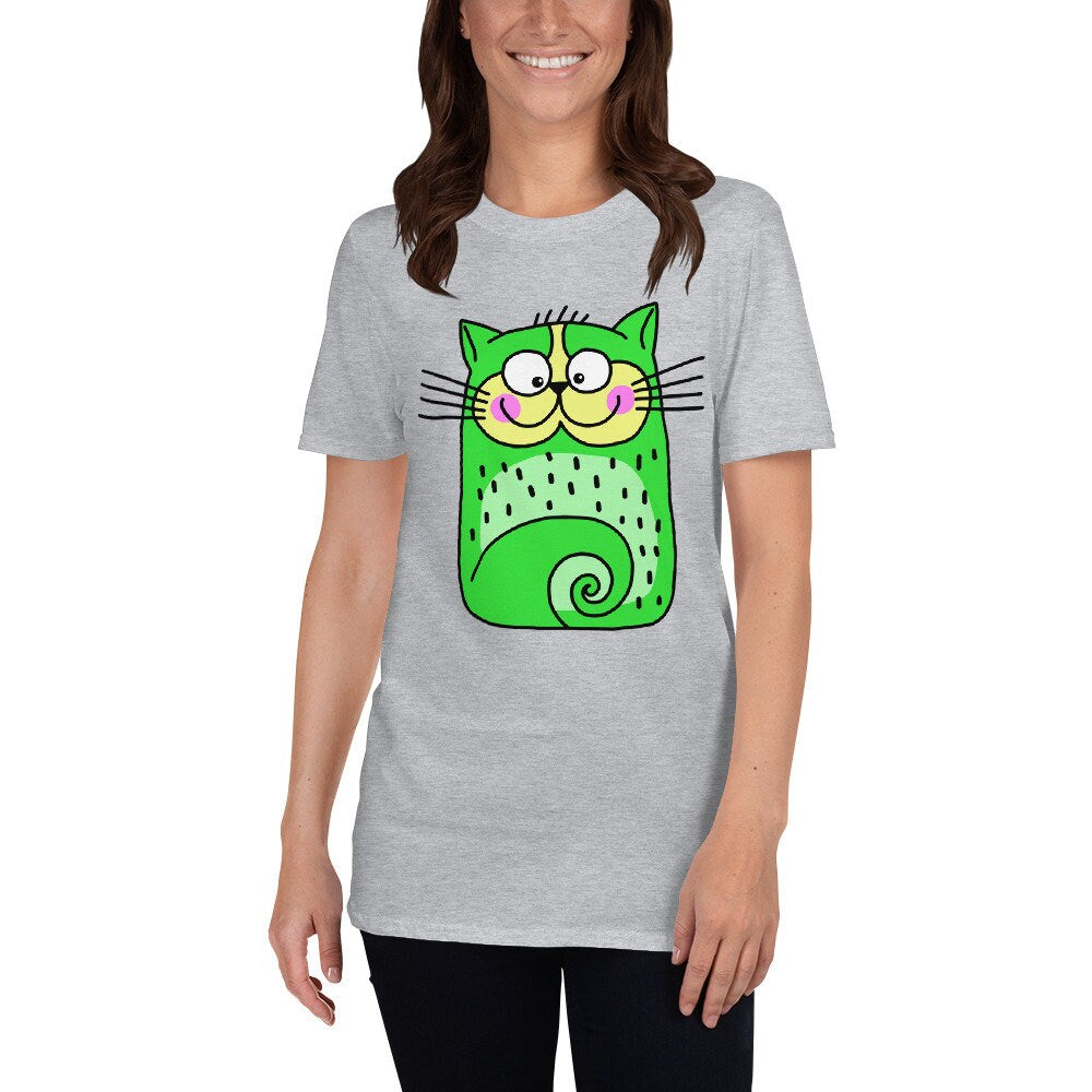 Green Cat Smiling Cute Silly Cat T-Shirt for Any Occasion for Anyone that Loves Cats Great Gift Ideas For Cat Lovers Pet Lovers Tee Shirt