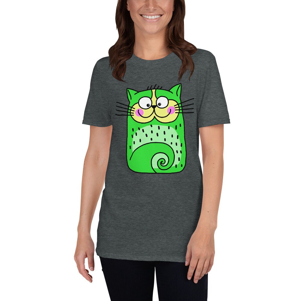 Green Cat Smiling Cute Silly Cat T-Shirt for Any Occasion for Anyone that Loves Cats Great Gift Ideas For Cat Lovers Pet Lovers Tee Shirt