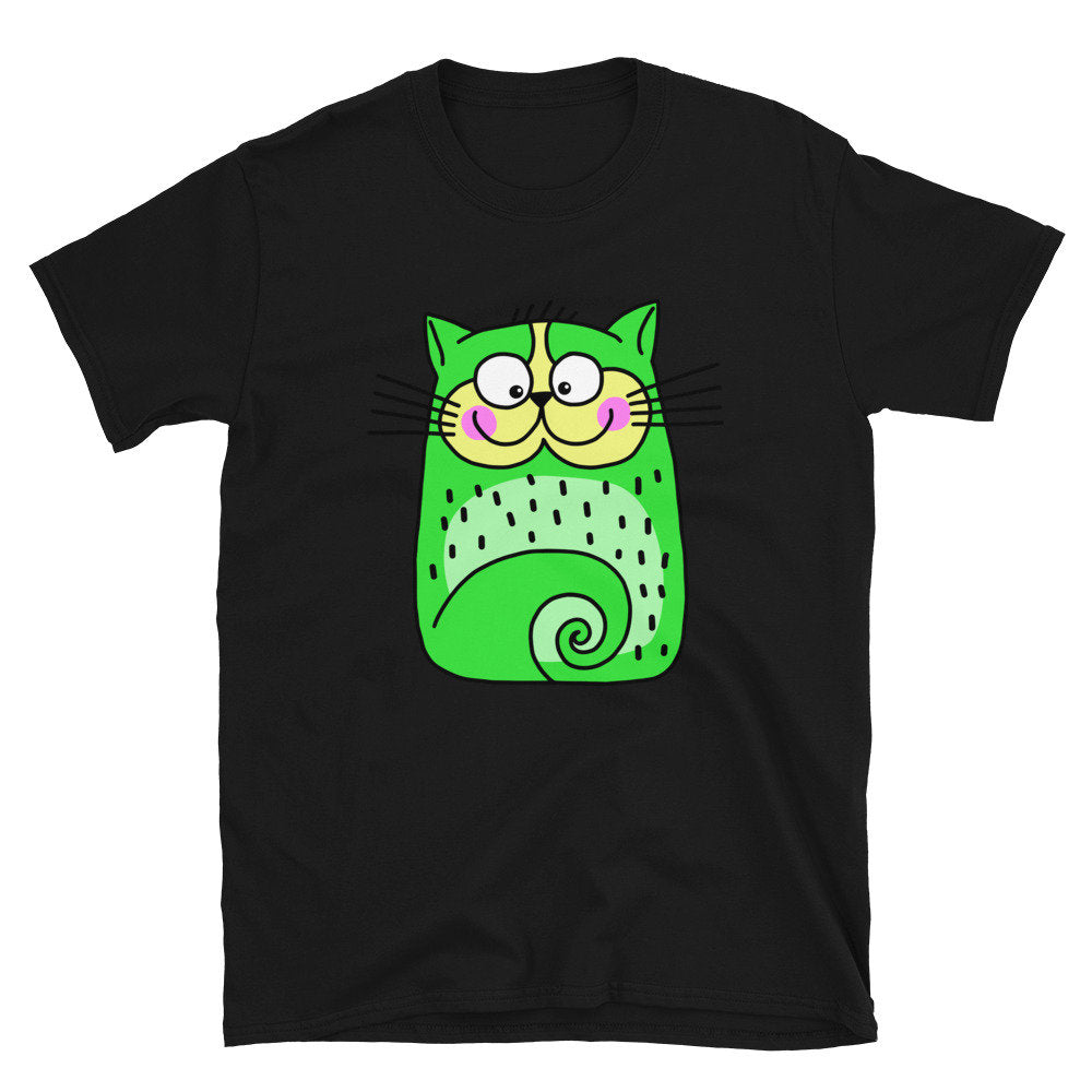 Green Cat Smiling Cute Silly Cat T-Shirt for Any Occasion for Anyone that Loves Cats Great Gift Ideas For Cat Lovers Pet Lovers Tee Shirt