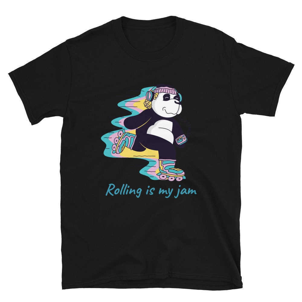 Rolling Is My Jam Panda Roller Skating T-Shirt Great Gift Idea For Anyone That Loves Roller Skates Roller Blading or Roller Hockey Tee Shirt