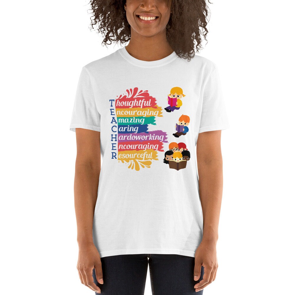 Teacher and Kids Reading Short Sleeved Unisex T-Shirt for Your Favorite Teacher or the Quarantined Teacher Appreciation Week Gift Tee Shirt