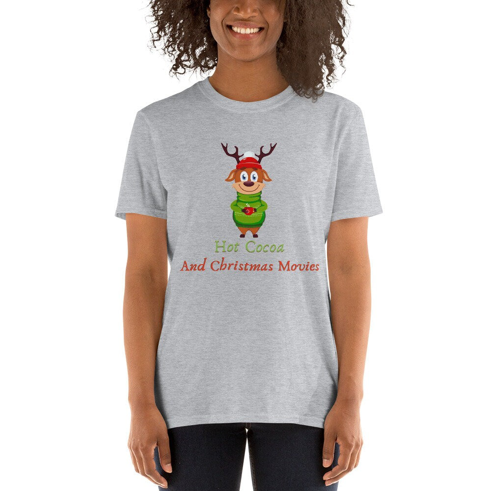 Hot Cocoa and Christmas Movies T-Shirt Gift Idea for the Women Men in Your Life that Love Christmas Holidays Christmas Movies or Bears Tee