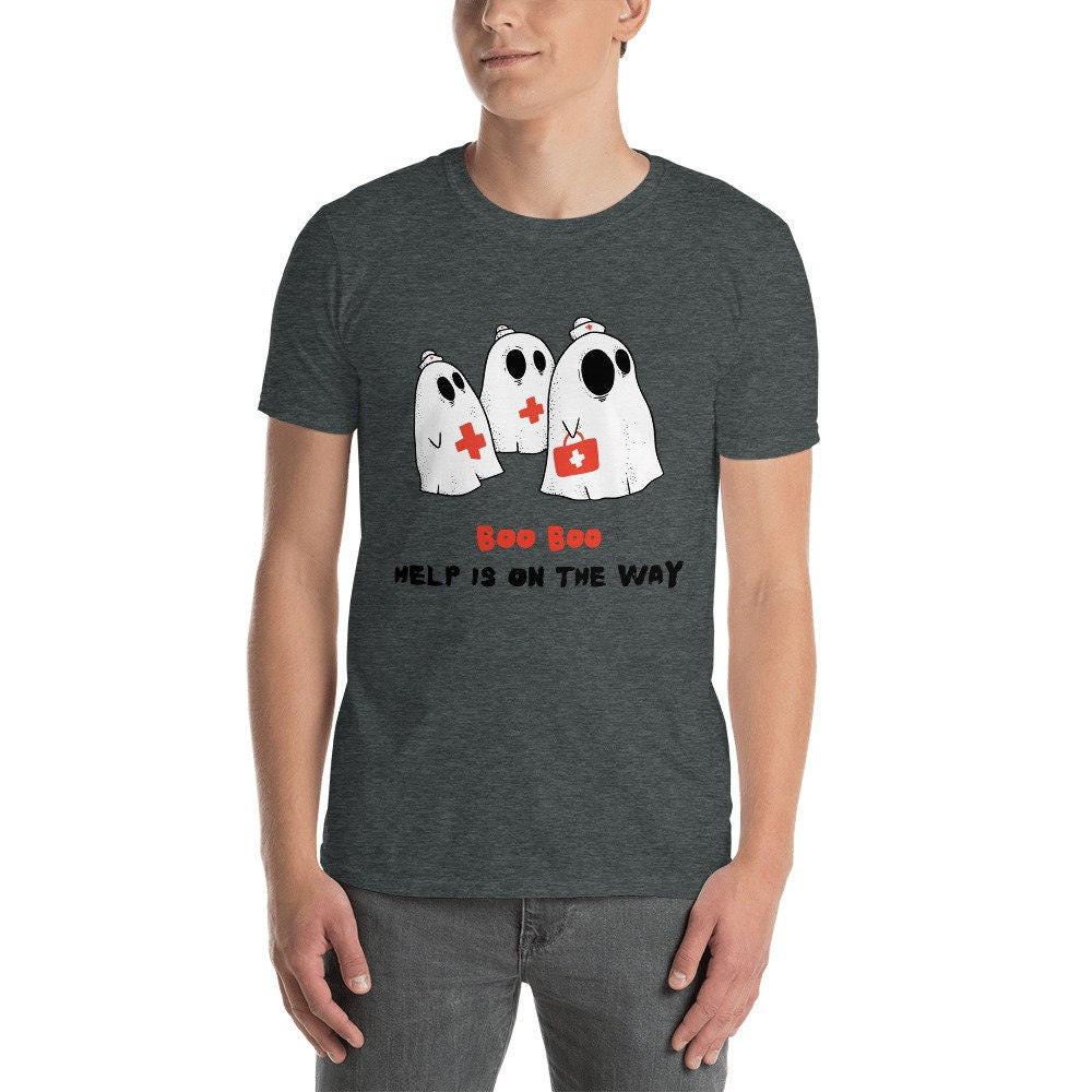 Boo Boo Help Is On The Way for the Nurse or Medical Professional that You Love for Friends or Family Halloween Ghosts Graphic Tee Shirt Gift