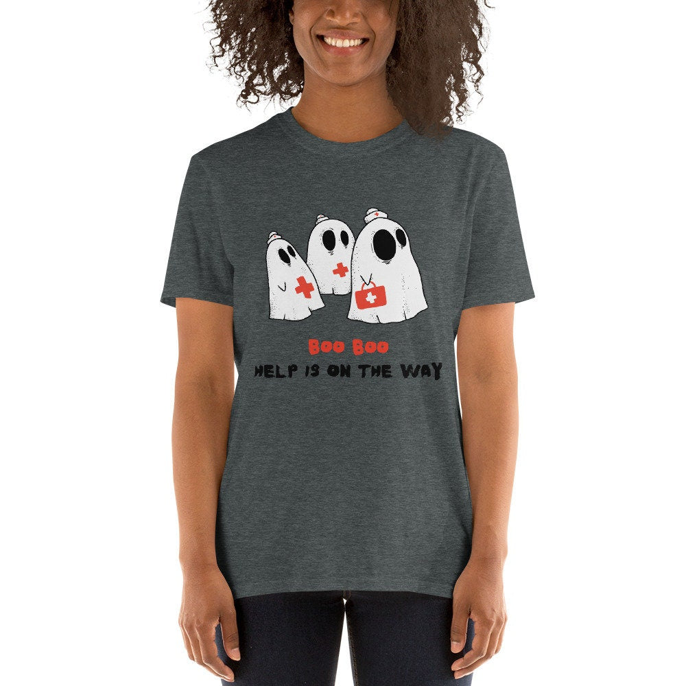 Boo Boo Help Is On The Way for the Nurse or Medical Professional that You Love for Friends or Family Halloween Ghosts Graphic Tee Shirt Gift