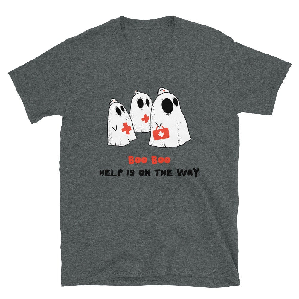 Boo Boo Help Is On The Way for the Nurse or Medical Professional that You Love for Friends or Family Halloween Ghosts Graphic Tee Shirt Gift